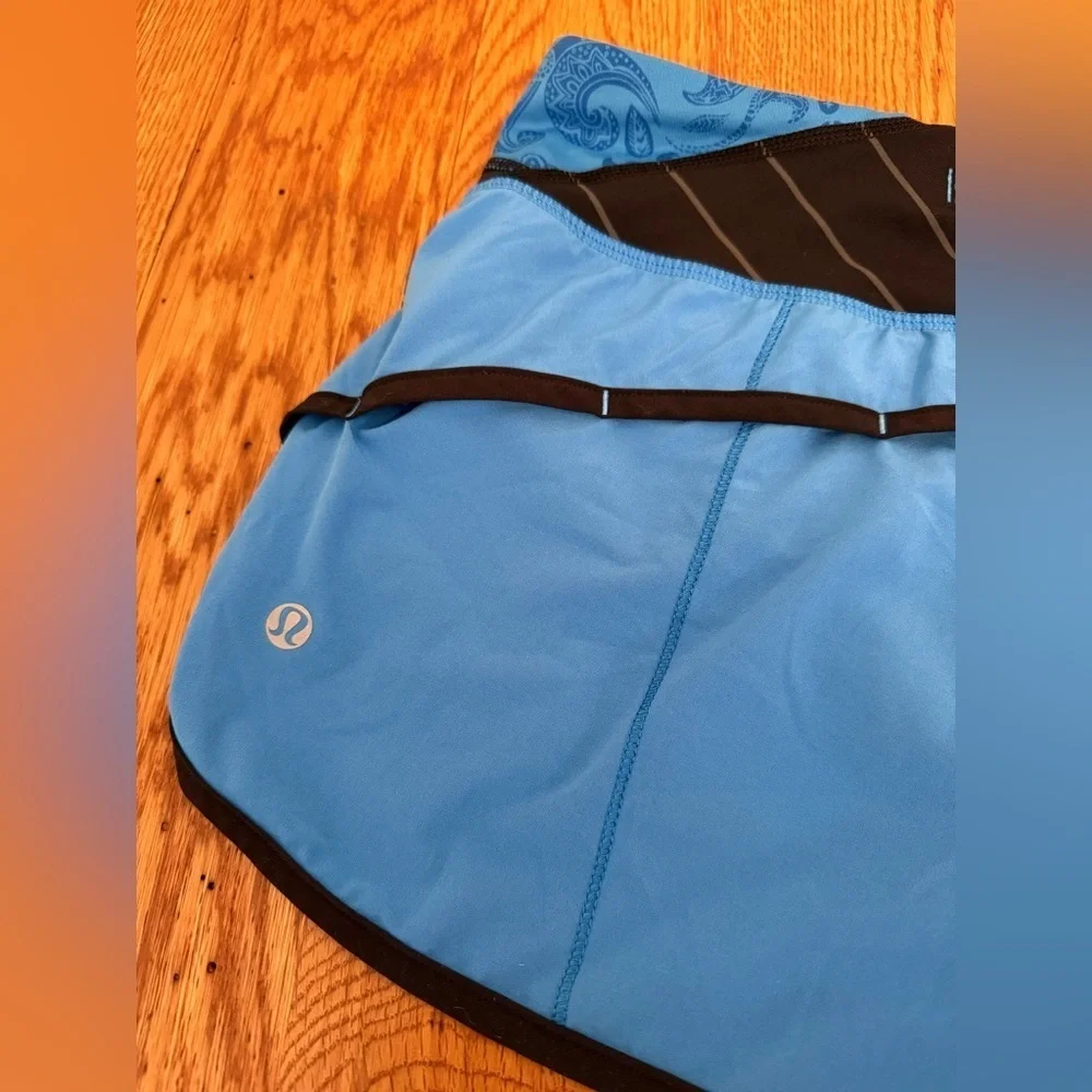 Lululemon Run Speed Short Cornflower Blue Black Quilt Lined Size 10